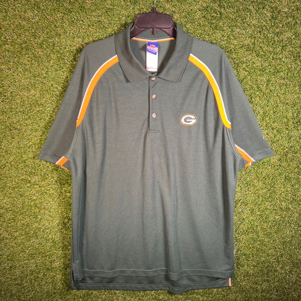 Reebok NFL‎ Green Bay Packers Polo Shirt Mens Large Green Short Sleeve 3539